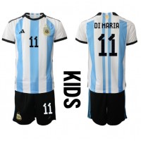 Argentina Angel Di Maria #11 Replica Home Minikit World Cup 2022 Short Sleeve (+ pants)